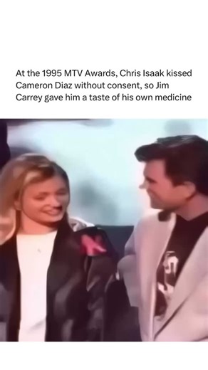 How Songs Are Created on Instagram: "A moment from the 1995 MTV Movie Awards that’s since gone down in pop-culture history. While presenting onstage, musician Chris Isaak unexpectedly kissed actress Cameron Diaz. Moments later, co-presenter Jim Carrey turned the tables in front of the live audience, playfully giving Isaak “a taste of his own medicine.” The unscripted exchange caused a stir at the time and has since been replayed as an example of the unpredictable, chaotic energy of mid-90s award