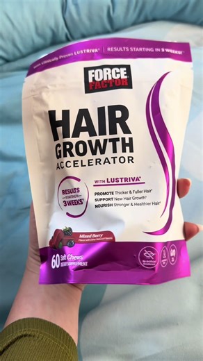 Your 3-week hair transformation starts NOW! ✨🦁 Stop waiting months for results. The Force Factor Hair Growth Accelerator uses clinically proven Lustriva® to promote thicker, fuller hair and support new growth in as little as 3 weeks! ✅ Clinically proven ingredients ✅ Results starting in 3 weeks ✅ Supports skin & reduces fine lines ✅ Delicious Berry soft chews Grab yours while the discount lasts! 👇@Force Factor #hairloss #hairgrowth #postpartumhairloss #hairtok #thickness