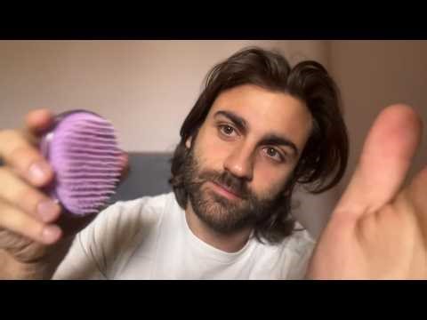 [ASMR] Just Taking Care of You (face touching, hair brushing, scalp massage, humming)