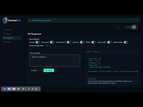 SentinelText Demo – Detect Toxic Content with AI in Real Time