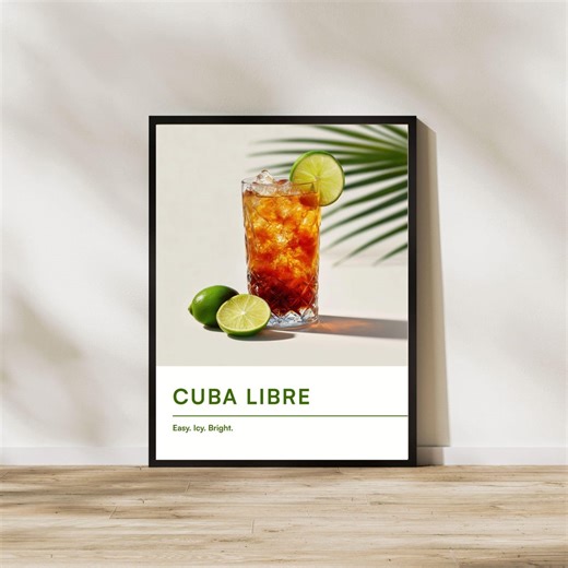 Cuba Libre Wall Art Printable, Classic Rum Cocktail Poster, Modern Bar Decor, Digital Download - Etsy UK