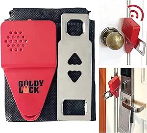 Goldy Lock Portable Alarm and Hotel Door Lock for Home & Travel Security. Door Safety Lock from The Inside of Home, Apartments, Hotel Rooms, College Dorms, and Rentals.