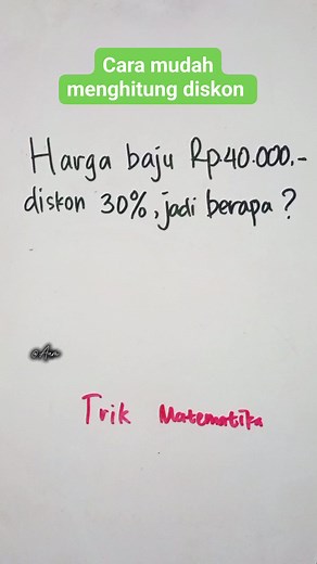 1.2M views · 12K reactions | Cara mudah menghitung diskon ‼️✅ #carahitungdiskon #reels #reelsmatematika #jangkauanluas #edukasi #trikmatematika #reelsfyp #reelsviral | Trik Matematika | Facebook