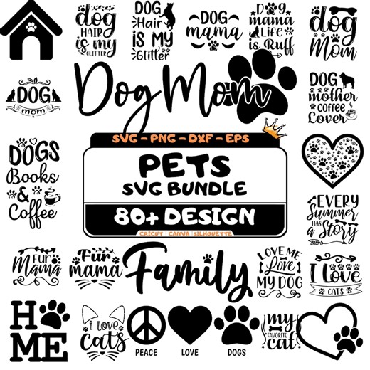 Pet Mom SVG Bundle: Dog Cat Paw Print, Animal Lover Quotes (instant Download) - Etsy Australia