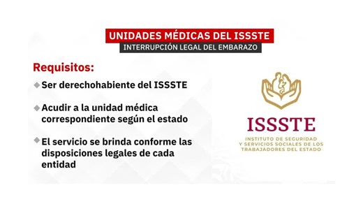ISSSTE informa qué unidades médicas realizan aborto legal