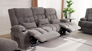 Recliner Sofa with Cup Holders for Living Room 3 Seat Manual Oversized Recliner Chiar with Ergonomic, Side Pocket for Adult
