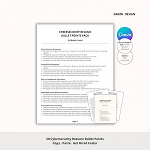 50 Cybersecurity Resume Bullet Points | ATS Friendly | Cyber Security Resume Examples | U.S. Job Applications - Etsy