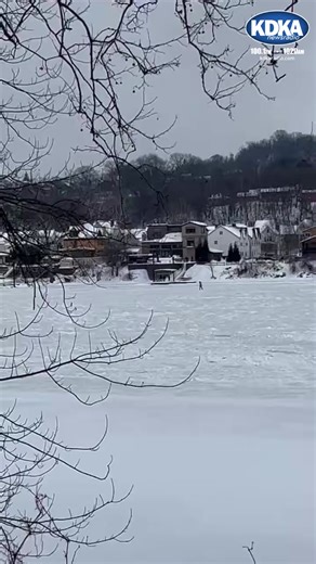 Video obtained by Colin Dunlap shows a man on the frozen Allegheny River. Dunlap has heard the man was running from Police near Blawnox. He’s now stuck on the river and needs to be rescued. #alleghenyriver #pittsburgh #blawnox