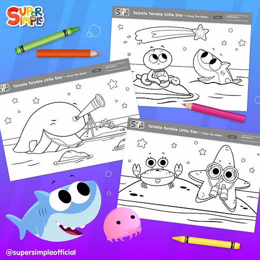 4.3K views · 57 reactions | If you love Finny the Shark, you need to color these! Get these free printable coloring pages: https://bit.ly/3fu9zV6 | Super Simple | Facebook