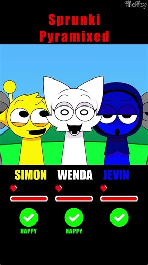 HP Bar Simon Wenda Jevin in All Pyramix Mods #sprunki #incredibox #sprunkiphase6 #shorts #viral