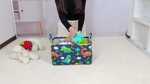 Rectangular Storage Basket Fabric Organizer Bin for Toys,Books,Clothes,Gifts,Pets-Perfect for Home,Office,Nursery,Dorm,Shelf(Rec Forest Dinosaurs)