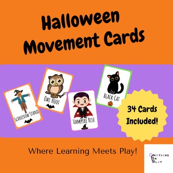 Halloween Movement Cards for Preschool to Grade 2 (34 Printable Flashcards)