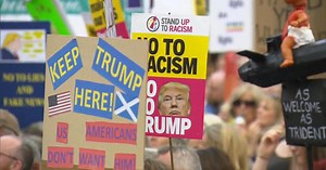 Trump receives mixed welcoming in Scotland