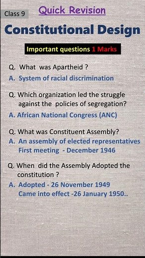 Constitutional Design | Class 9 | Important Questions