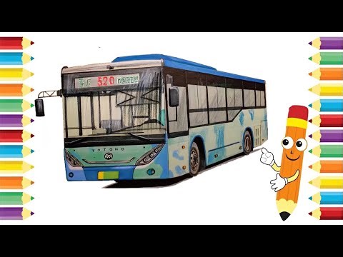 How to Draw and Color a City Bus Step by Step Realistic Bus Drawing Tutorial