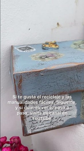 Recycled shoe box with #decoupage and rice paper #crafts #recycling #diy #recycledart