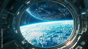 The virtual classroom is set in a futuristic space station with windows looking out into the vastness of space.