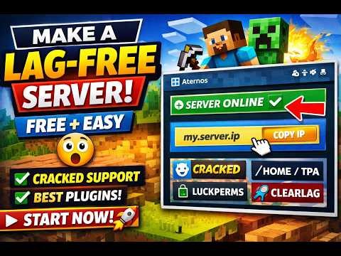 Free Minecraft Server (No Lag) 🔥 | Aternos + Plugins Tutorial (Step-by-Step)
