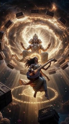 Maa Saraswati with Lord Brahma 🔱 #spiritualindia #vasantpanchami #saraswatipuja #maa