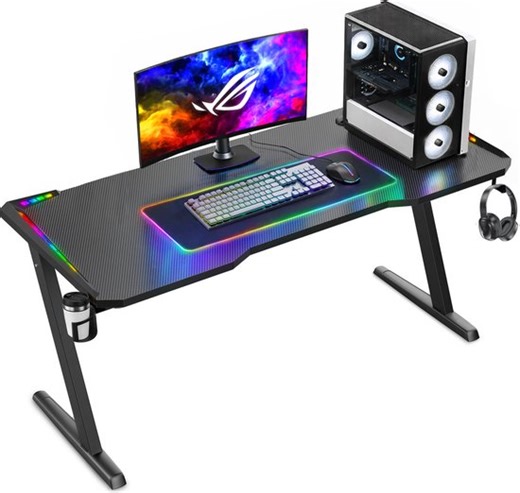 Bureau gaming Unidesk avec éclairage LED - 140 x 60 x 73 cm - Bureau Gaming - Table... | bol