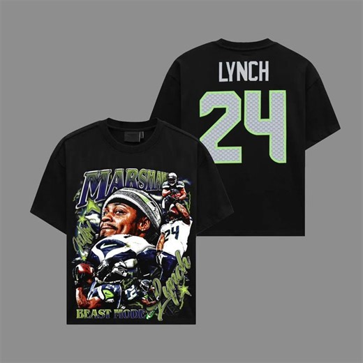 Marshawn Lynch Beast Mode Acid Wash T-shirt, Seahawks Football - Etsy