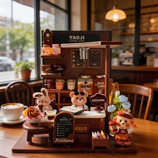 Mini Bear Coffee Shop Dollhouse Scene | Magnetic Miniature Café With Light） - Etsy