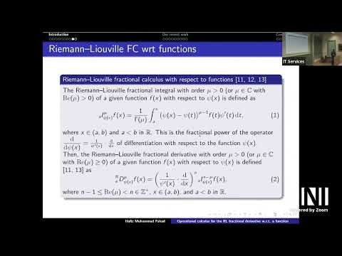 FD2W01 Hafiz Muhammad Fahad | Operational calculus for the Riemann--Liouville fractional derivative