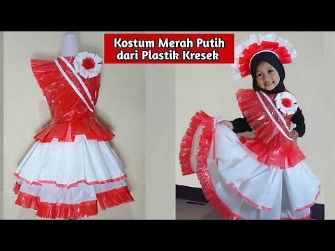 Cara membuat baju kostum simple dari plastik kresek untuk karnaval / fashion show / menari
