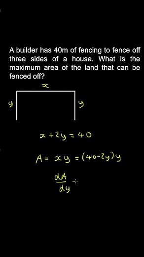 Solving Optimisation Problems, Perimeter, Area, Example - Calculus