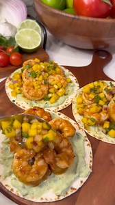 Shrimply irresistible 🌮🍤 These mango shrimp tacos with avocado yogurt sauce are what taco dreams are made of! Fresh, zesty, and packed with flavor. Don’t forget the extra lime avo love 💚 Shrimp: - season 282g (about 15) raw red shrimp with “citrusy garlic seasoning” & paprika - cook in light olive oil spray for 1-2 minutes on each side - turn off heat and stir in 2 tbsp ginger Mango Salsa: - 1/3 cup diced fresh mango - about 1 tbsp diced jalapeño - about 1 tbsp diced red onion - 1/2 tbsp chop