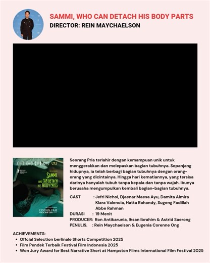 Cinema Darurat on Instagram: "SPECIAL SCREENING PROGRAM 2025’s Picks by Cinema Darurat & Metro Cinema Kemang Selamat Tahun Baru! Mari Kita Habiskan libur awal tahun dengan menonton film-film pendek pilihan dari Cinema Darurat dan Metro Cinema Kemang. Program Film Pilihan 2025 menghadirkan karya-karya dengan keunikan storytelling yang kuat—mulai dari horor, kisah keluarga, isu politik, hingga eksplorasi budaya yang ditampilkan secara beragam dan personal oleh para sineasnya. Kompilasi 1 Sammi, Wh