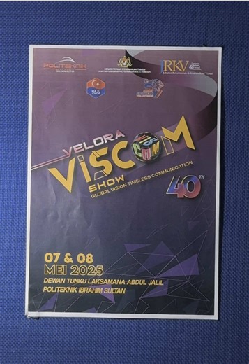 Jangan lupakan tarikh ini‼️ Viscom Show 40th akan berlangsung pada 07 hingga 08 Mei 2025 ini di Dewan Tunku Laksamana Abdul Jalil, Politeknik Ibrahim Sultan. Tandakan dalam kalendar anda sekarang! #viscom #politeknikibrahimsultan #jrkv