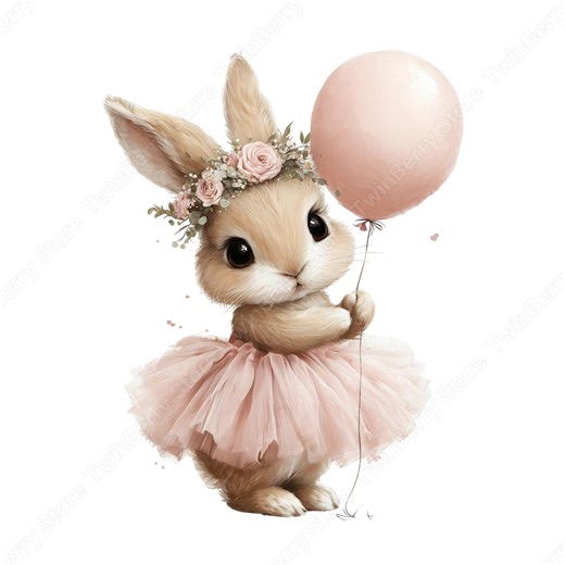 Clipart de conejita bailarina, paquete PNG de conejo con tutú rosa (descarga digital) - Etsy México