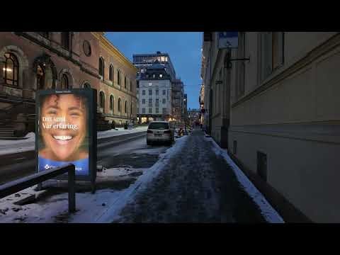 Magical Blue Hour in Oslo 🇳🇴 Snowy City Centre Walk | Norway 4K Winter Night
