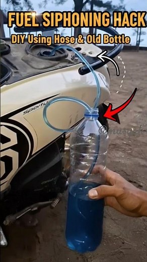 EASY Fuel Siphon Hack:DIY Gas Transfer with a Hose and Bottle! #lifehacks #shorts