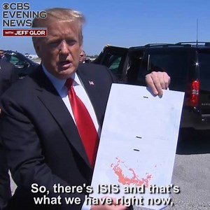 18K views · 468 reactions | WATCH: Pres. Trump declares ISIS defeated as he hands a map to supporters and reporters in Palm Beach, Florida that shows the extremist group's diminishing territory, from Election Day 2016 to now https://cbsn.ws/2TUEDVC | CBS Evening News | Facebook