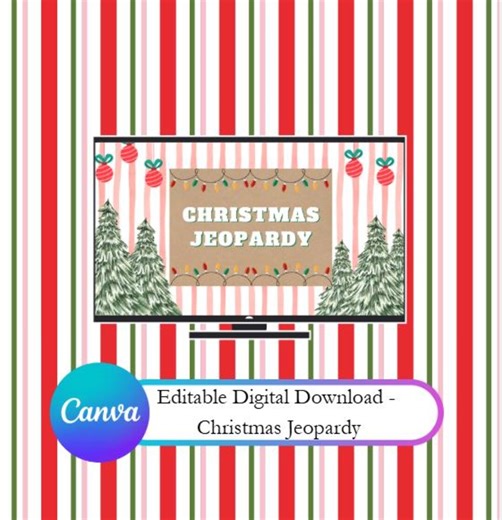Christmas Jeopardy Game - Editable Canva Template - Digital Download - Family Game Night - Etsy