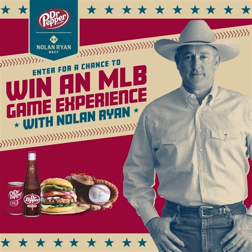 1.8K reactions · 150 shares | Want to watch an MLB game with Nolan Ryan? Enter the Legends of Texas Game Day Sweeps now for this once-in-a-lifetime chance. Plus you'll be entered to win limited edition merch from Dr Pepper and Nolan Ryan Beef. Don't miss out, enter today! *Must be 18+ and a resident of Texas to enter | Nolan Ryan Beef | Facebook