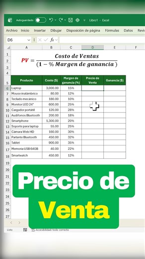 947K views · 13K reactions | Así se Calcula el Precio de Venta en Excel  #excel #exceltips #Microsoft #microsoftexcel #enriquexls #exceltutorial | Enrique XLS - Excel | Facebook