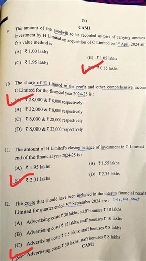 Financial Reporting [MCQ Answer Key] CA Final, Jan 2026 FR #cafinal #financialreporting