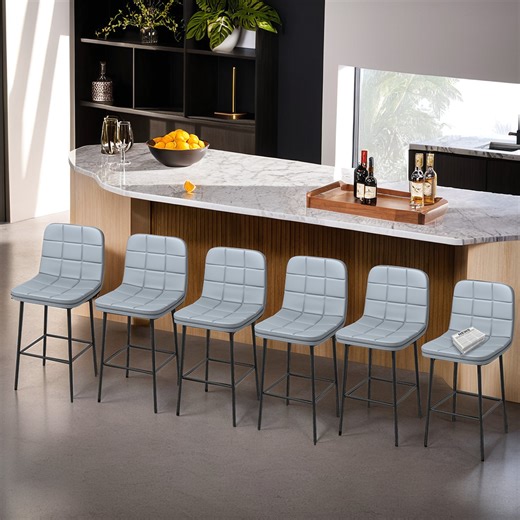 Dynoson Modern Counter Height Bar Stools Counter Chairs With Metal Frames Set of 6 | Wayfair