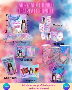 Mermaid Party Templates: DIY Party Decor Bundle (digital Download) - Etsy