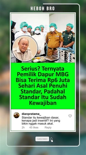 Ironis! Standar Dapur MBG Jadi Insentif Harian