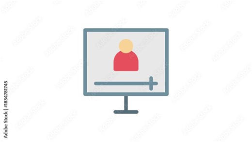 A person appears on a computer screen, accompanied by a red cross symbol indicating an error or issue.