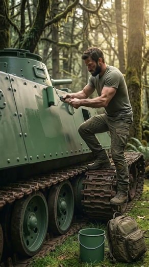 Old War Tank to House Transformation 😱 (Unbelievable!) #wartanktransformation #shorts