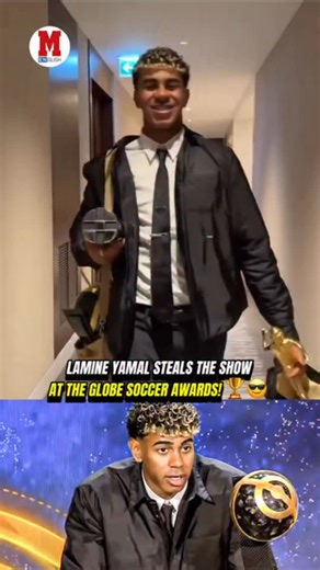 Marca America 🇺🇸 on Instagram: "LAMINE YAMAL STEALS THE SHOW AT THE GLOBE SOCCER AWARDS! 🏆😎 The Barça star walked out all smiles after winning the Maradona Award and Best Forward of 2025. 🇪🇸✨ #LamineYamal #GlobeSoccerAwards #FCBarcelona #MaradonaAward #BestForward Football GoldenBoy"