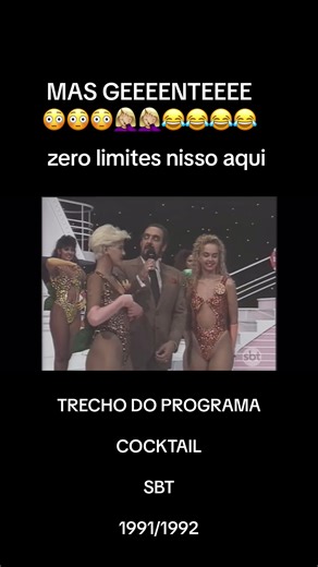 Brasil, cade os limites??? 😳👏🏻🤦🏼‍♀️ Que os anos 90 foram no minimo ousados ninguem nega. Mas que existia programas como Cocktail, exibido entre 1991/1992 pelo SBT e apresentado por Luis Carlos Miele… mostra que desconhecíamos totalmente os limites 😳🤦🏼‍♀️😂😂😂 #infanciadesbloqueada #saudosismo #memorias #fy #fyp #anos80e90 #memoriadesbloqueada #nostalgia #programasantigos #anos90 #infanciaanos90 #sbt #cocktail #luiscarlosmiele
