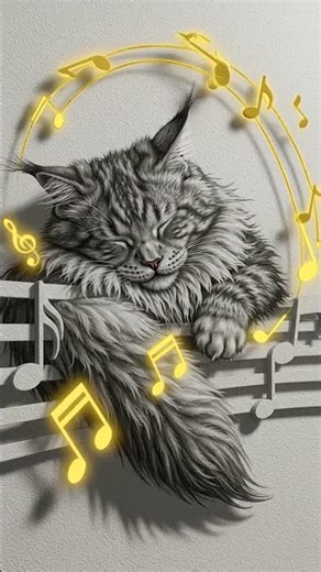 3D cat drawing sketch