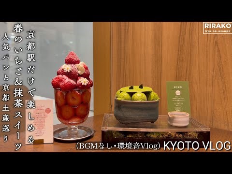 京都駅だけで春グルメ満喫｜1日30食限定いちごやまパフェと抹茶スイーツ・京都土産巡り｜京都老舗ベーカリー春新作パン全種類買ってみた｜城南宮しだれ梅と落ち椿と年一度しか買えない椿餅
