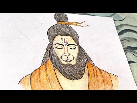 Very easy lord hanuman drawing with colours || shri hanuman drawing for beginners || hanuman jayanti